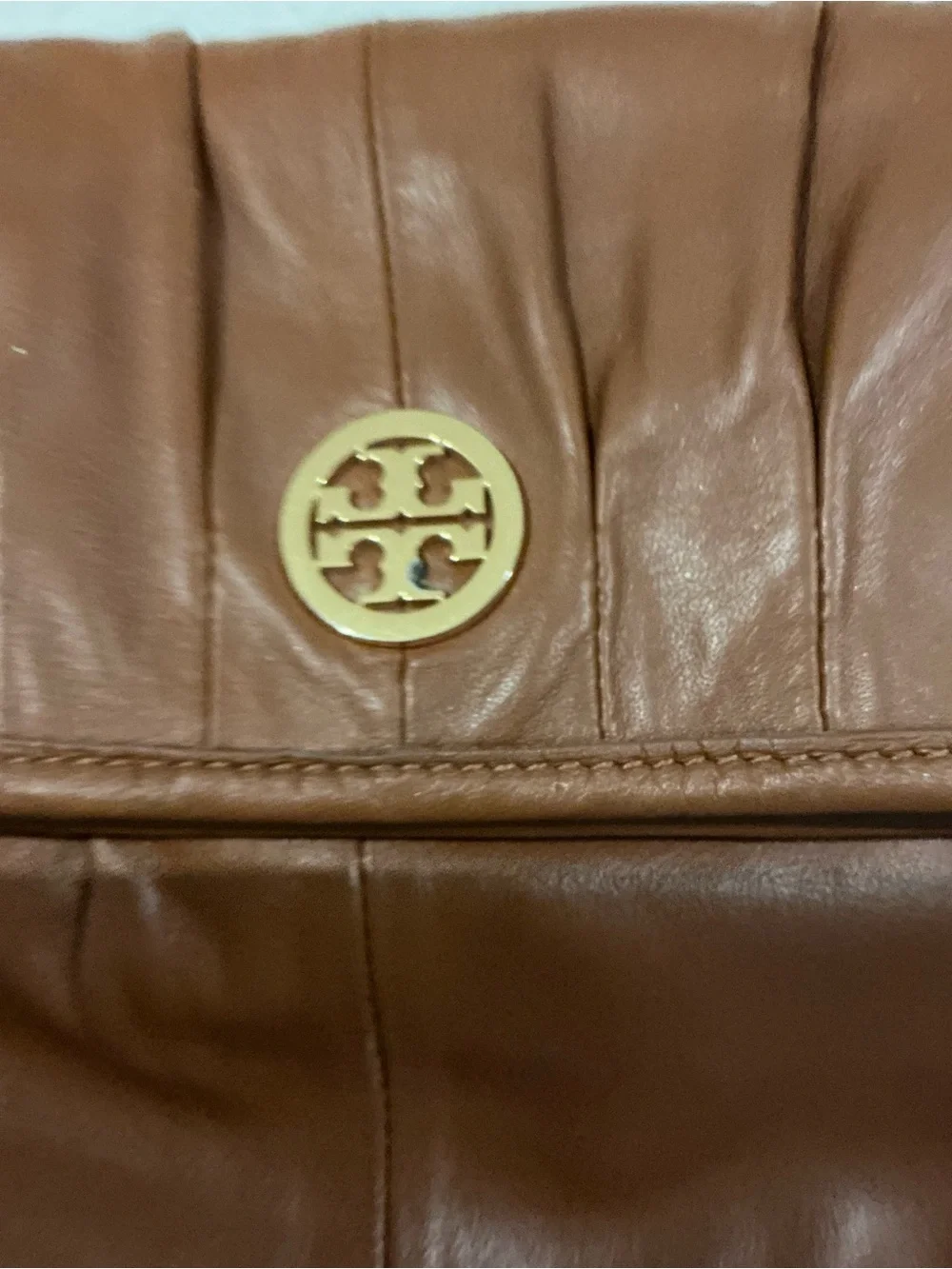 Tory Burch Cognac Leather Fold Over Crossbody Clutch Convertible Bag